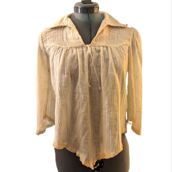 Vintage 70s union made cream top‎ - Picture 1 of 8